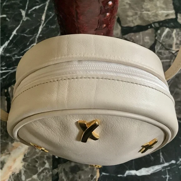 Vintage Paloma Picasso round nude calf leather X shoulder,crossbody ,belt bag